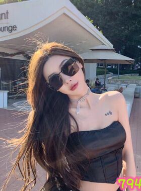 太阳眼镜高级感复古时尚潮流大牌显瘦防晒韩版无框方形个性墨镜女