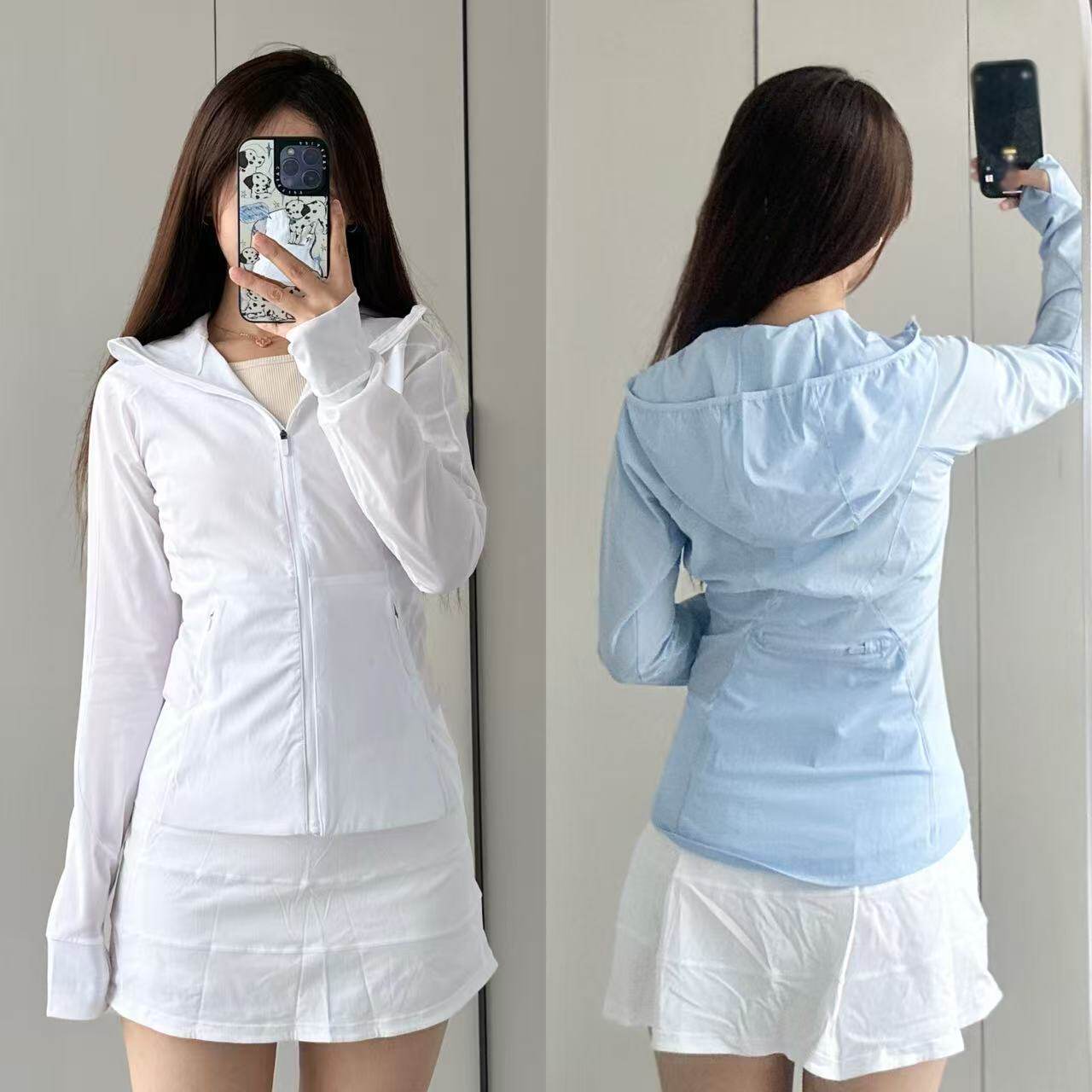 boldlulu皮肤衣mist over瑜伽服外套夏连帽修身薄款白色防晒衣女