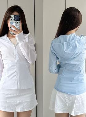 boldlulu皮肤衣mist over瑜伽服外套夏连帽修身薄款白色防晒衣女