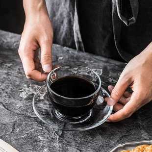 简约耐热玻璃茶杯 直销新款 玻璃咖啡杯碟套装 家用意式 浓缩加厚欧式