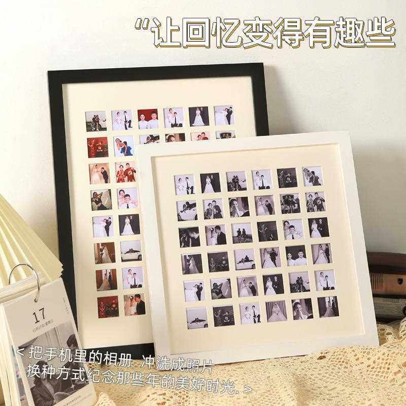 直销新款48宫格实木相框6木质画框照片墙百喜图16寸挂墙摆台拼图