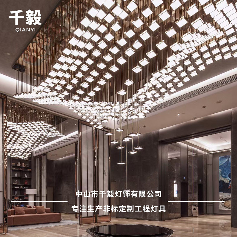 工厂非标工程灯具酒店展馆别墅售楼部大堂吊灯大型创意led水晶