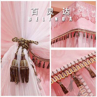 5E4C婚庆床帘蚊帐结房家用婚8YEw84sk1.8m床不锈钢三门开欧式宫廷