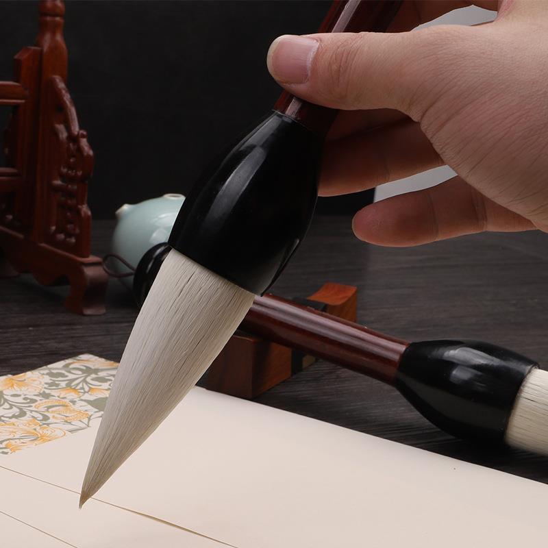 斗笔大毛笔大号粗专业级提斗国画抓笔短杆羊毫实木笔杆牛角笔头