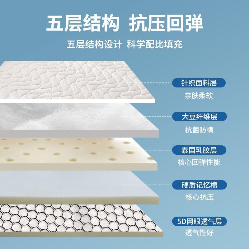 泰国乳胶学床榻垫大豆垫纤维软家用双人PDD074睡垫子榻米生宿舍加