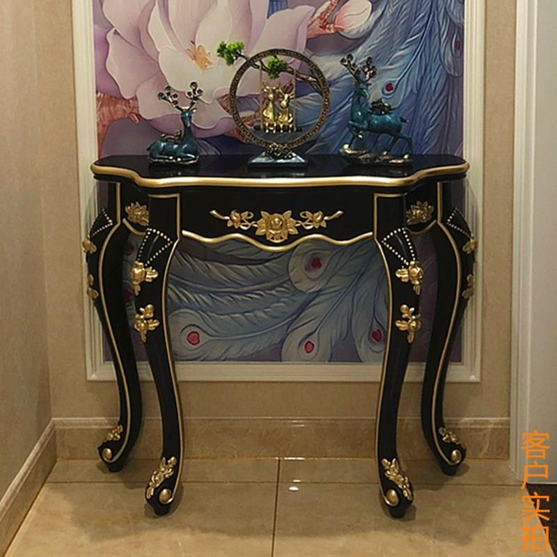 玄关桌子走靠黑檀色景欧式客厅装饰端墙柜简欧半圆53097704台廊过