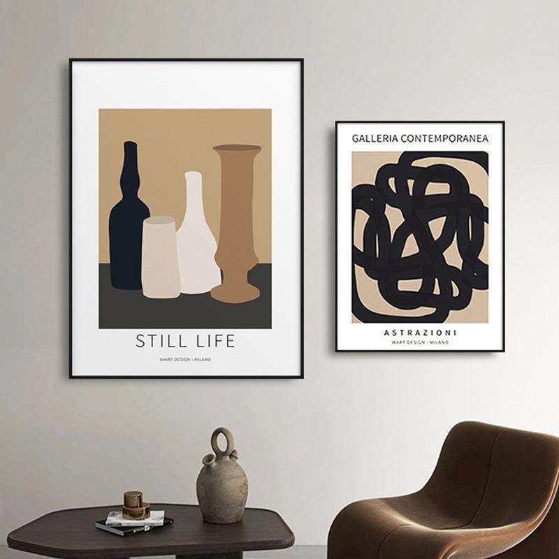 北欧静物瓶子卧室床头挂画现代简约民宿艺术壁画抽象客厅装饰画