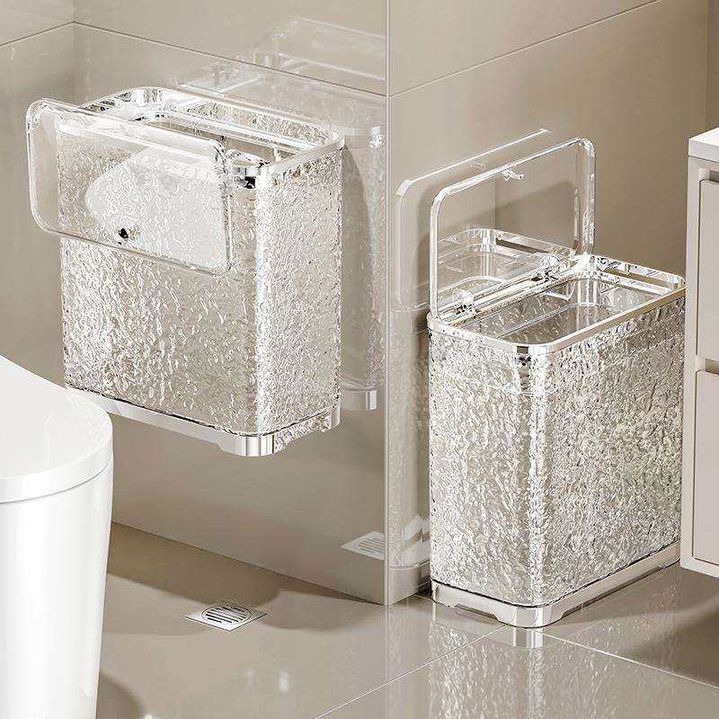 卫生间垃圾桶壁挂按压式家用客厅厨房新款夹缝带盖厕所桶