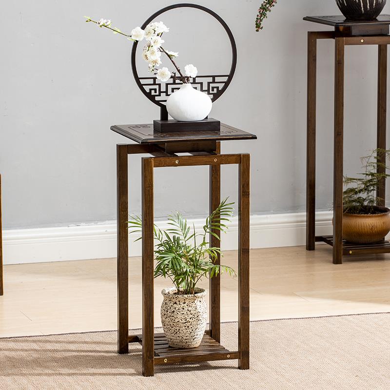 竹花架子实木新中式客厅室内花几落地式阳台盆景绿萝花盆架置物架