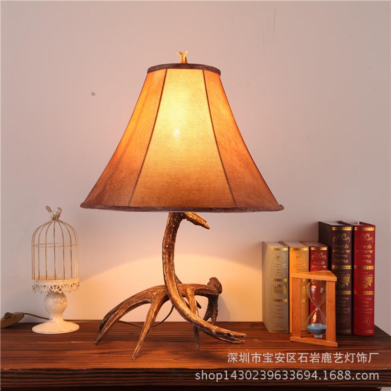 鹿角台灯欧式复古美式田园床头台灯客厅餐厅吧台创意鹿角台灯