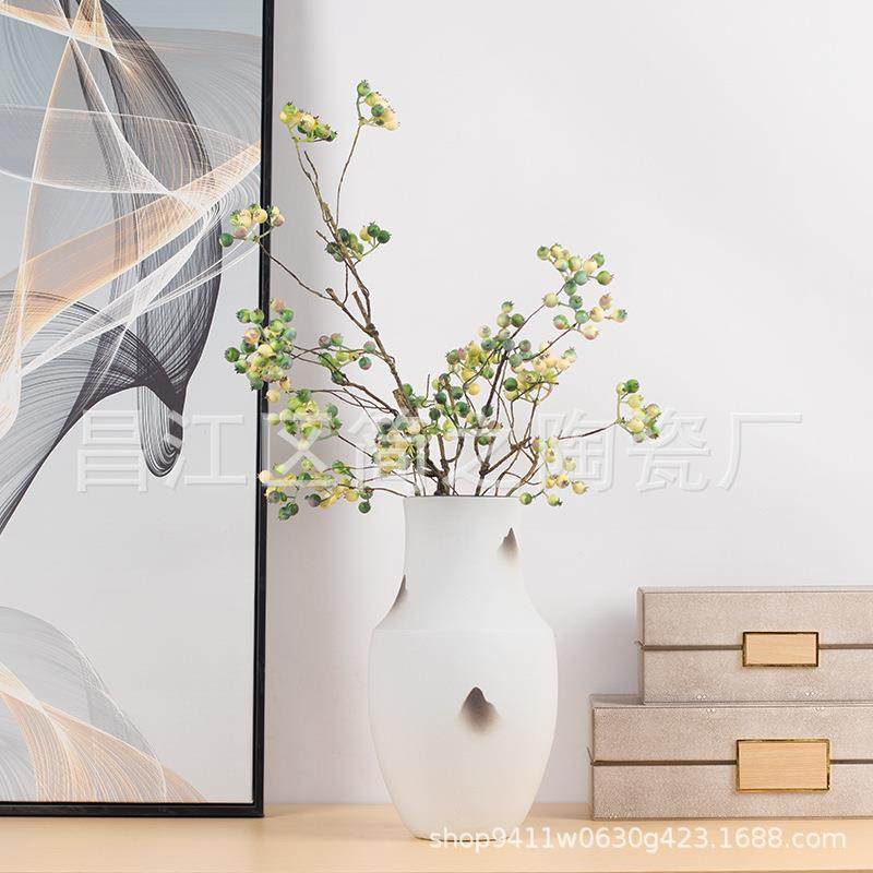 北欧风陶瓷素烧花瓶摆件客厅插花创意简约电视柜餐桌干花轻奢装饰