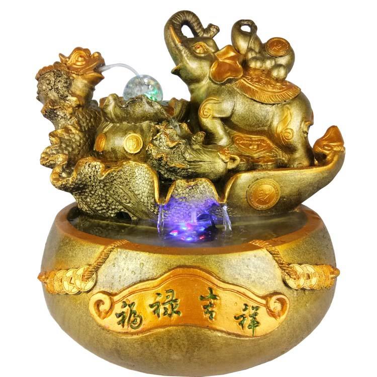 创意款树脂流水喷泉风水轮盆景家居室内客厅装饰工艺品水景摆件