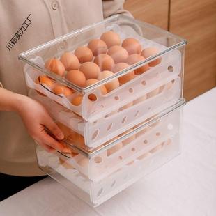 滑梯式鸡蛋收纳盒滚动鸡蛋盒滚蛋双层托架透明鸡蛋盒子冰箱用