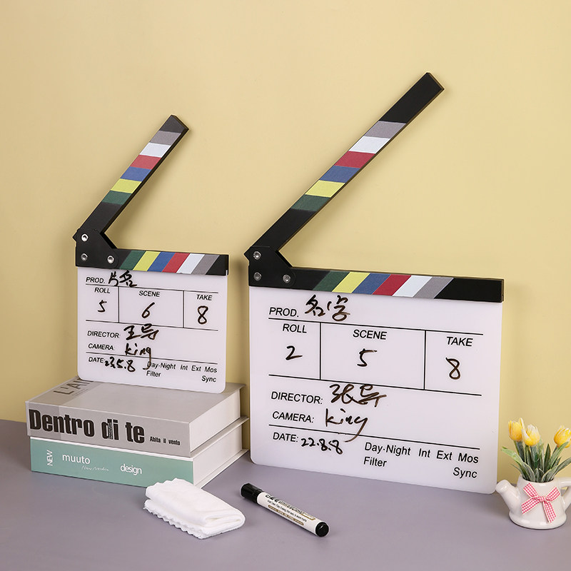 速发剧组场记板可演打板电影拍板导写术生日拍照道具艺字感装饰品