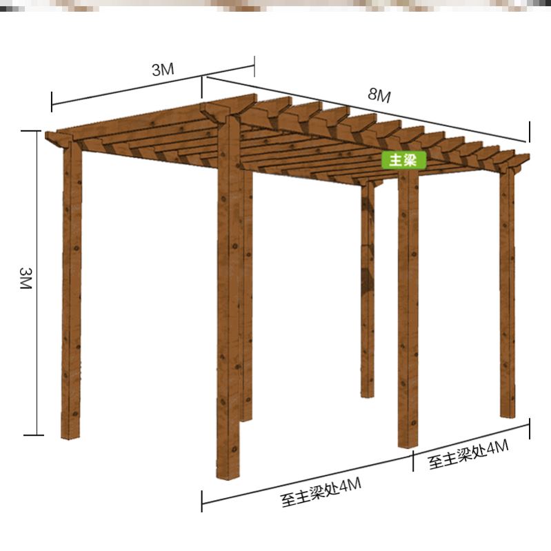 现货速发爬藤架廊架花架露台组装亭子凉亭遮棚葡萄架庭院防腐木简
