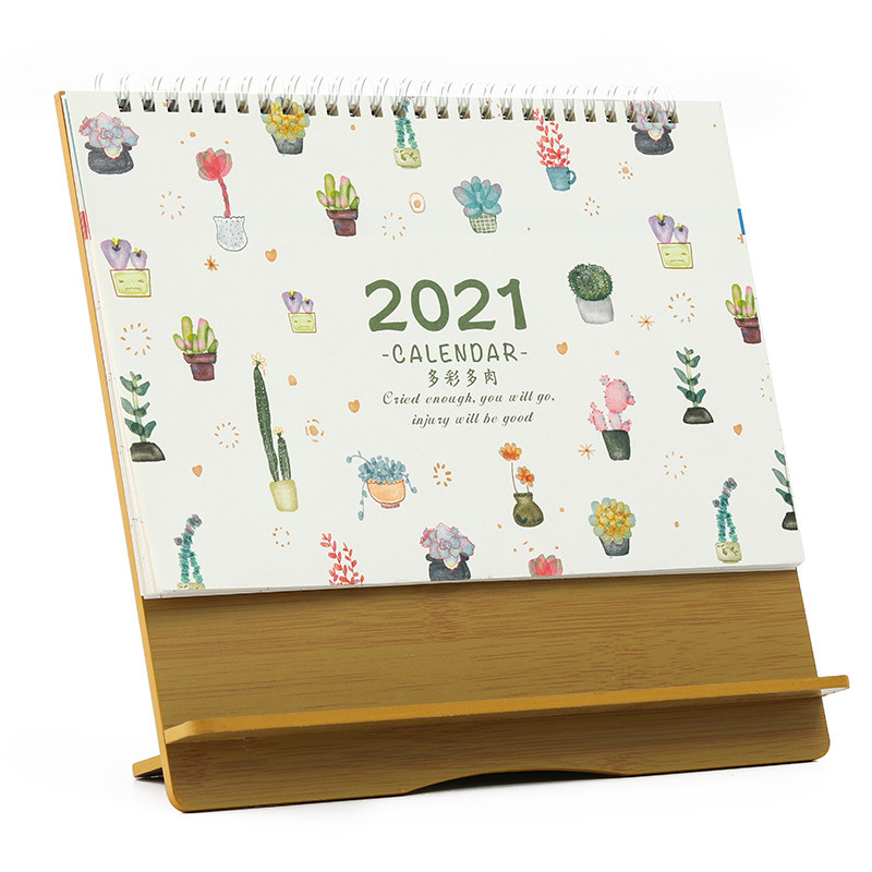 速发2021年日历创意简约小清新计划本式木质多功能台历办公桌面摆