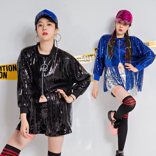 速发DS街出服装亮片领舞外套爵士舞演舞大苏流码嘻哈男表演舞台套
