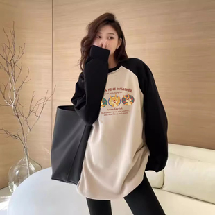 速发加绒打底长秋内中长款遮屁股衫袖T恤大码洋气减龄冬搭上衣