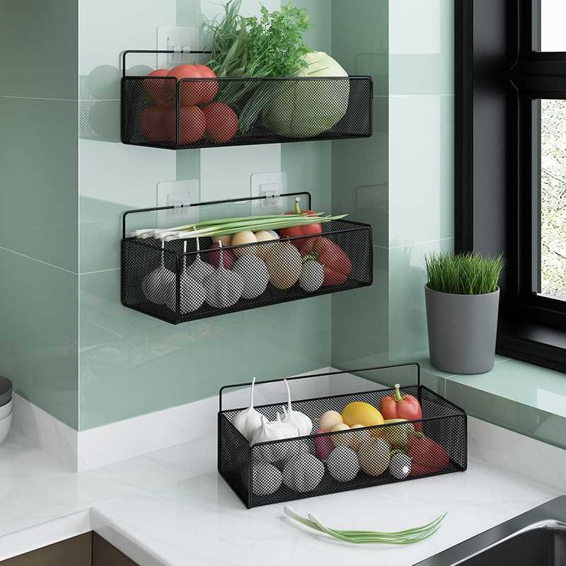 速发WUQA收纳筐收纳篮子置物篮装放葱姜蒜铁艺框框菜筐水果挂式小