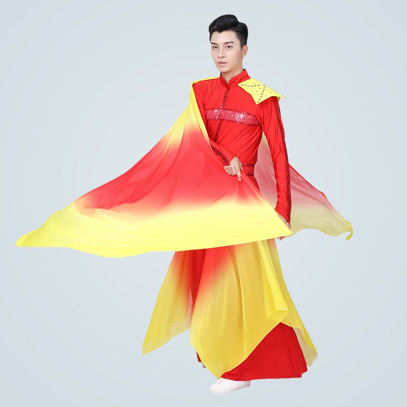 速发中国风舞蹈演出服新款现代舞表演服装祖国我为你放歌男飘逸群