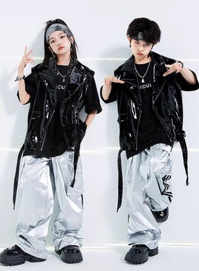 速发街舞少儿爵服演出服男孩套装hiph马p孩嘻哈架子鼓潮士皮衣o甲