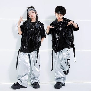 速发街舞少儿爵服演出服男孩套装 hiph马p孩嘻哈架子鼓潮士皮衣o甲