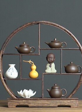 速发玄6M0桌中式茶壶博古架软装饰品家居客厅8关新面办公室柜子实