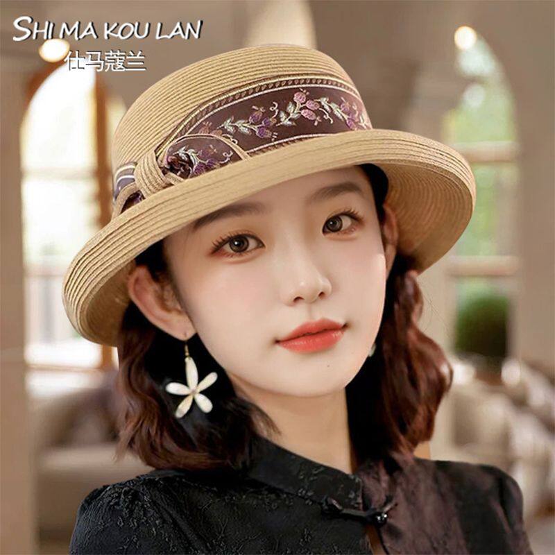 仕马蔻兰新中式国风草编遮阳帽女