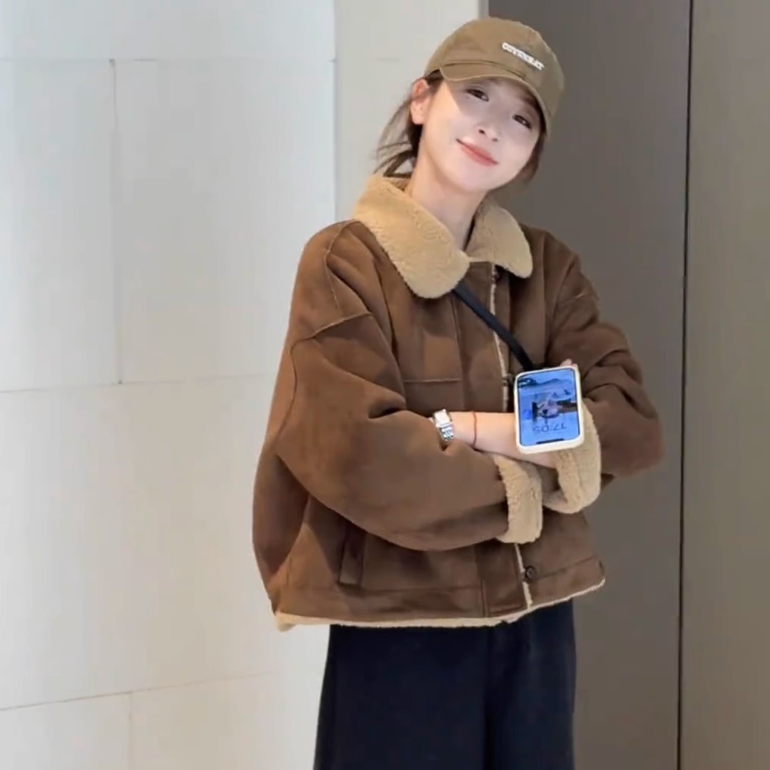 单排扣百搭翻领夹克上衣姹姿复古