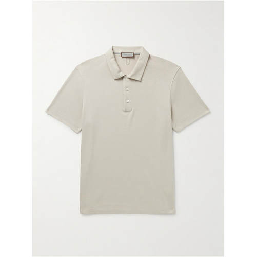 Canali 康钠丽 男士 SS26 POLO衫 修身棉质莱赛尔纤维混纺凸纹布