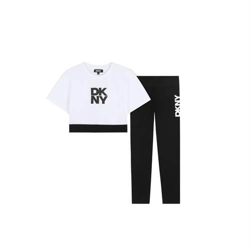 DKNY 唐可娜儿 女童 SS26 服装 SET T-SHIRT + 短款打底裤童装