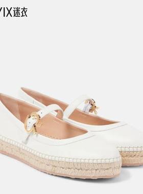 Gianvito Rossi 女款Elda 皮质玛丽珍平底鞋 迷衣时尚