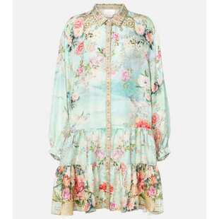 Camilla and Marc 女士 短款连衣裙 花朵真丝斜纹布衬衫式连衣裙