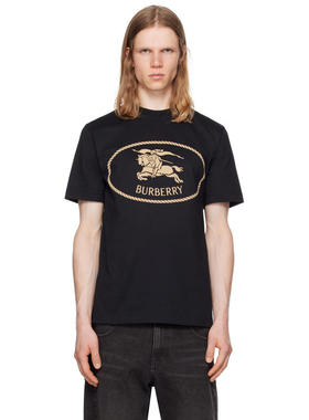 Burberry 男士 T恤 黑色 Knight Stamp Cotton T 恤
