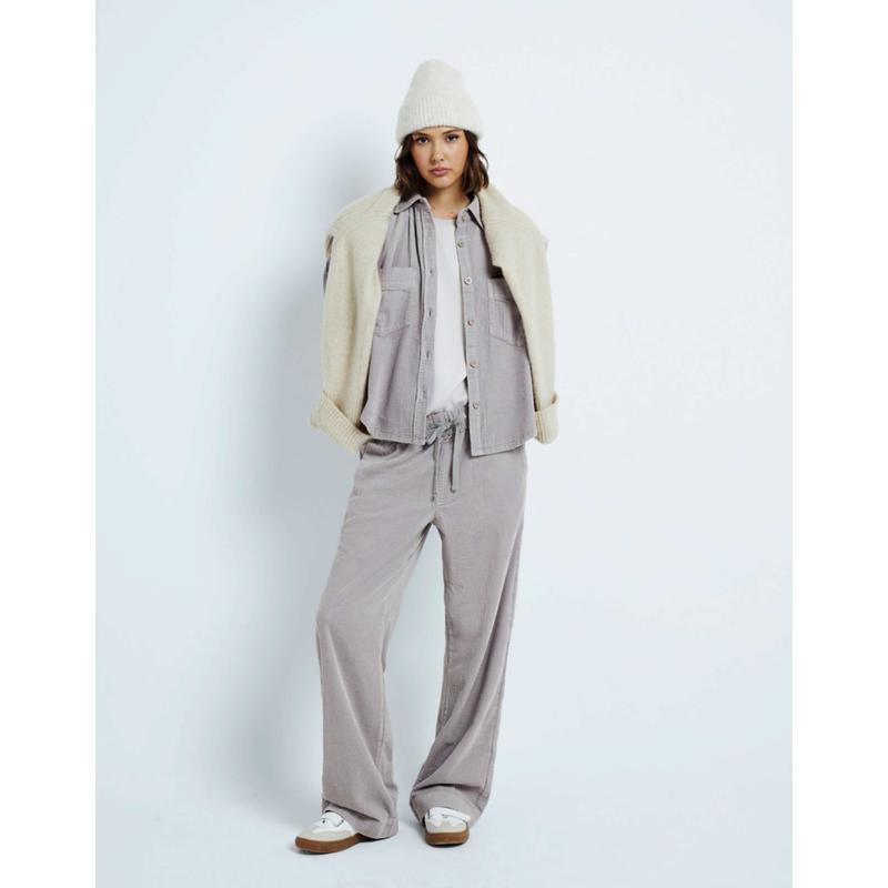 River Island 女士 衬衫 “” 灯芯绒宽松衬衫(灰色)