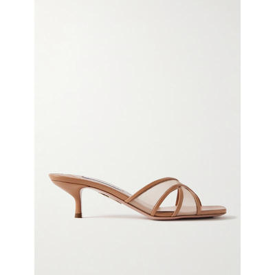 Aquazzura 女士秋冬新品 穆勒鞋 Divine 50 皮革边薄纱凉拖