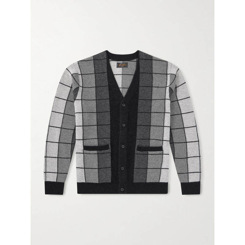 Beams 男士 SS26 开衫 格纹羊毛针织开衫,女装/女士精品,毛针织衫,淘宝优惠券,粉丝福利购,淘宝优惠卷