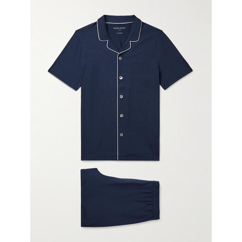 Derek Rose 男士 FW25 睡衣 Basel 弹力莫代尔针织睡衣套装