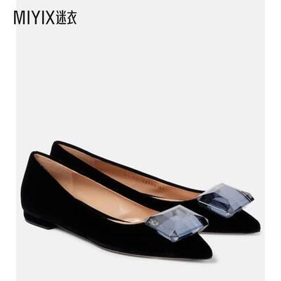 Gianvito Rossi 女款Jaipur 天鹅绒芭蕾舞鞋 迷衣时尚