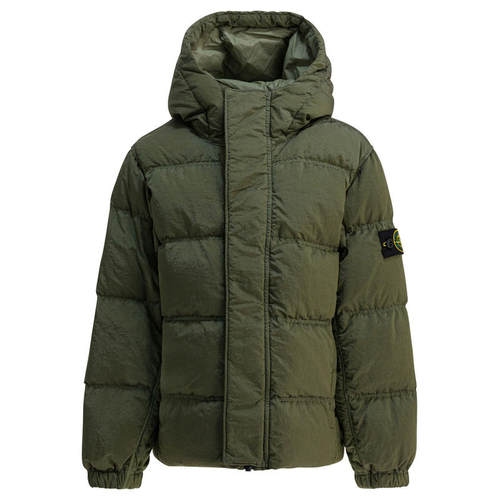 Stone Island 石头岛 男童 FW25 外套 绿色锦纶大衣童装