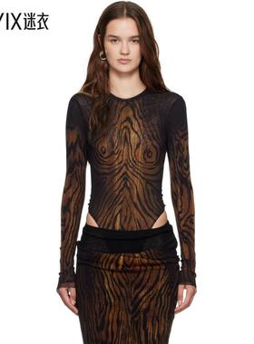 Jean Paul Gaultier高缇耶 女款黑色 Mesh Double Layer Printed