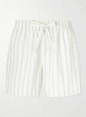 Tekla Fabrics 男士 SS26 睡衣 直筒条纹有机棉质府绸短裤