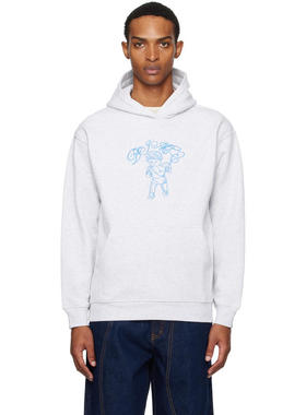 Dime MTL 男士 卫衣 灰色 Embroidered Fighter 连帽衫