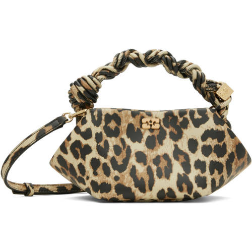 Ganni 甘尼 女士 手提包 棕色迷你 Leopard Grained Bou
