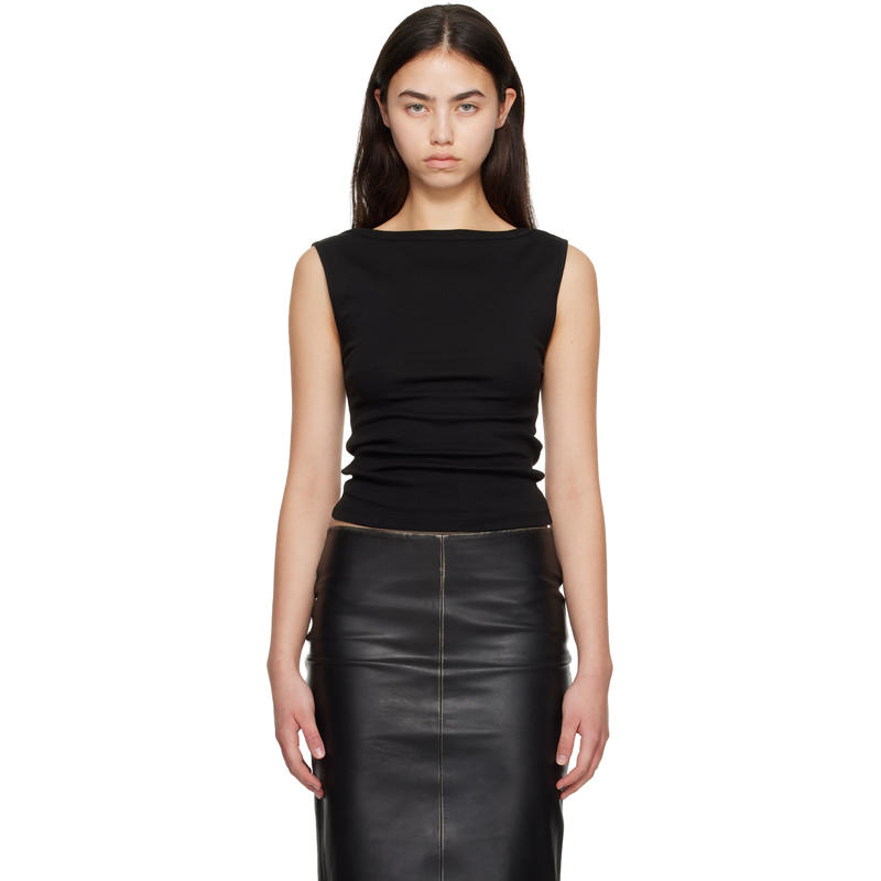 St. Agni 女士 背心 黑色 Organic Cotton Ballerina 上装