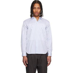 男士 Garçons川久保玲 衬衫 海军蓝 Comme 白色条纹衬衫 des