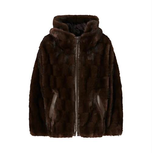 Pinko 品高 女士 FW26 夹克 Faux fur blouson jacket with hood