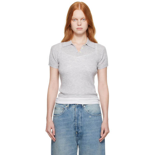 Guest In Residence 女士 SS26 POLO衫 灰色 Shrunken Polo 衫