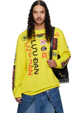 LỰU ĐẠN 男士 T恤 黄色 Oversized 长袖 T 恤