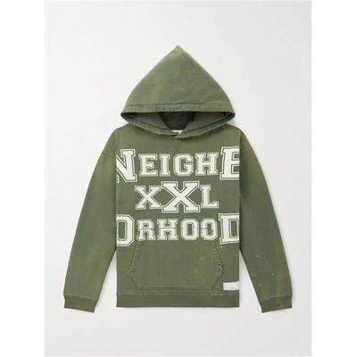 NEIGHBORHOOD 男士 SS26 卫衣 Savage 徽标印花磨破棉针织连帽衫